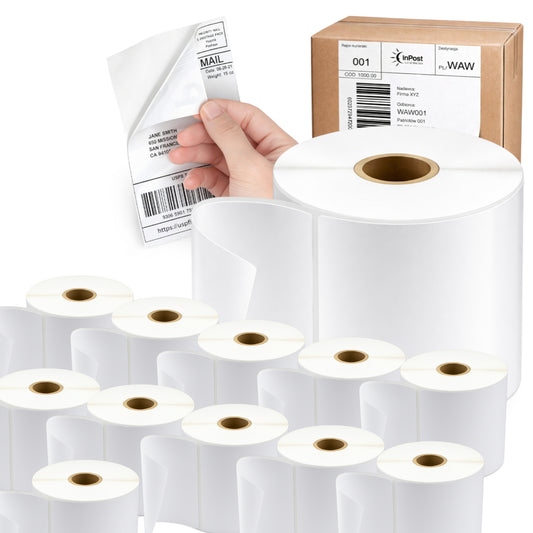 12 x Etykieta termiczna 100x150 mm rdzeń 25mm rolka 500 szt